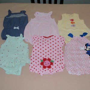 Lot of 6 Baby Girl Summer Rompers One-pieces Disney Ralph Lauren Carters…